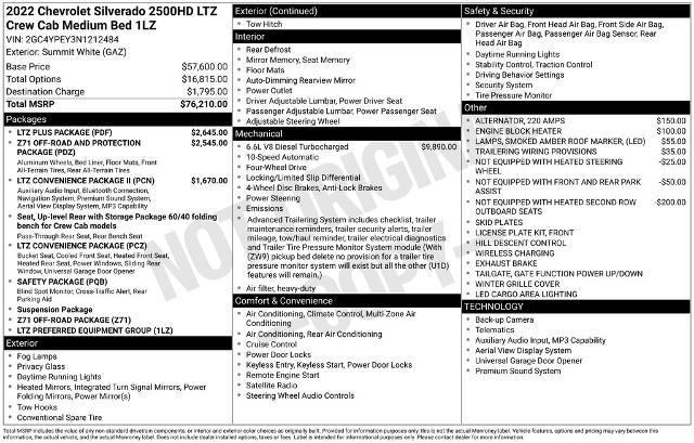 2022 Chevrolet Silverado 2500HD 4WD Crew Cab Standard Bed LTZ