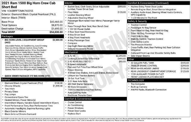2021 Ram 1500 Big Horn Crew Cab 4x4 5'7" Box