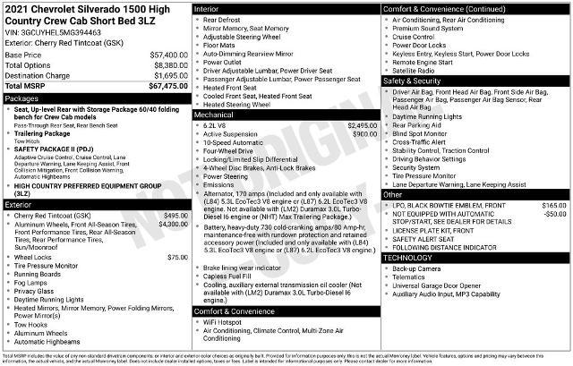 2021 Chevrolet Silverado 1500 4WD Crew Cab Short Bed High Country