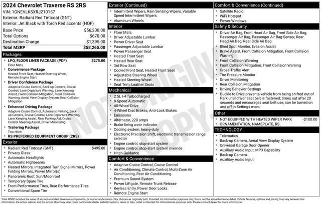 2024 Chevrolet Traverse AWD RS
