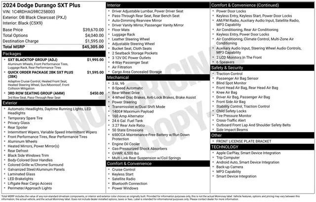 2024 Dodge Durango SXT Plus RWD