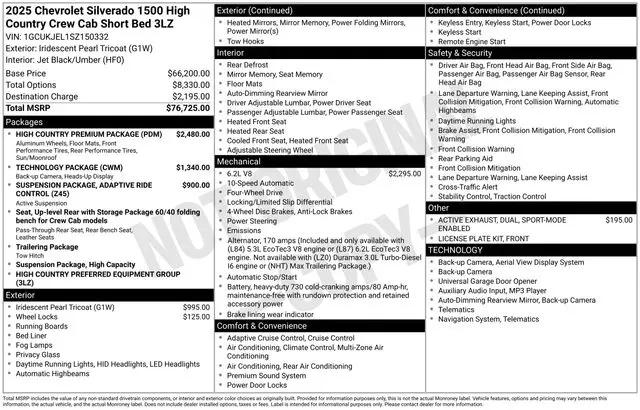 2025 Chevrolet Silverado 1500 4WD Crew Cab Short Bed High Country