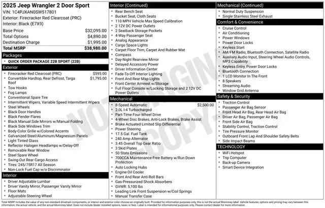 2025 Jeep Wrangler 2-Door Sport 4x4