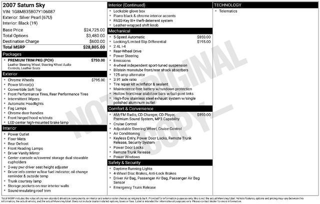 2007 Saturn Sky Base