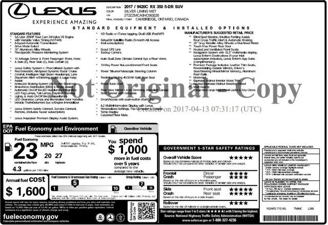 2017 Lexus RX 350 RX 350