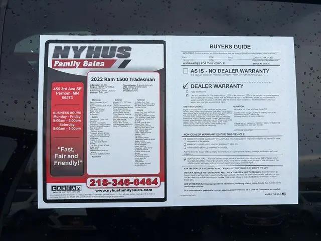2022 Ram 1500 Tradesman Crew Cab 4x4 6'4" Box