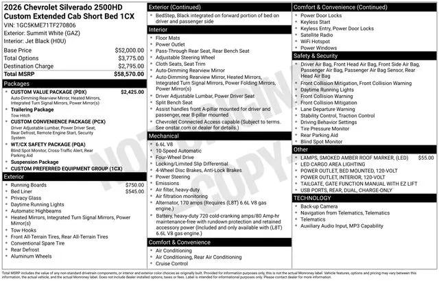 2026 Chevrolet Silverado 2500HD Double Cab, Standard Bed, Custom, 4WD