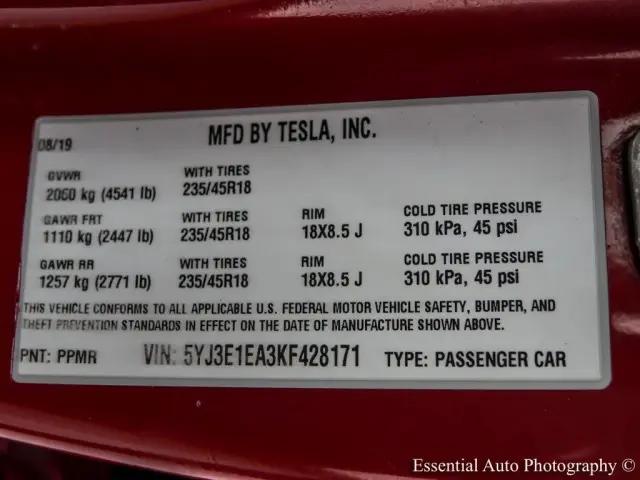 2019 Tesla Model 3 Standard Range Plus
