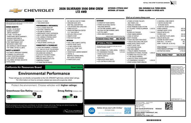 2026 Chevrolet Silverado 3500HD Crew Cab, Long Bed, LTZ Dual Rear Wheel, RWD