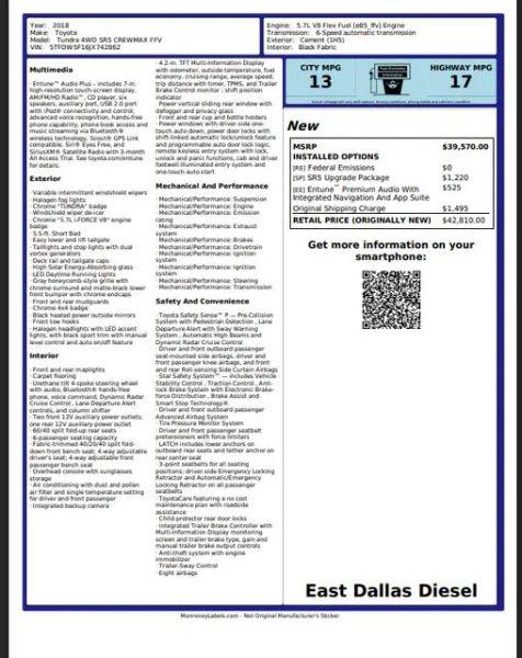 2018 Toyota Tundra SR5 5.7L V8