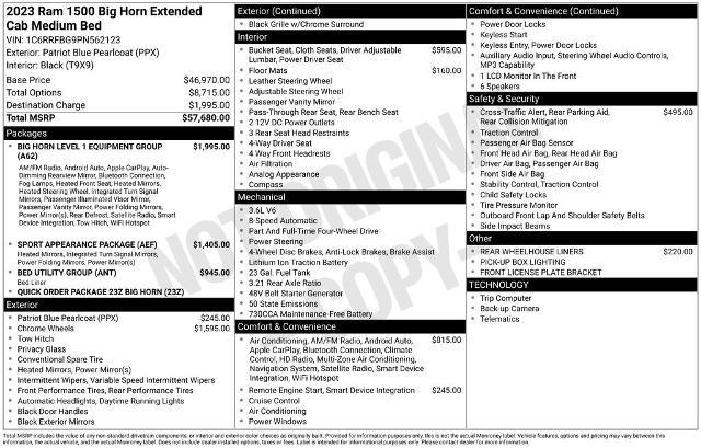 2023 Ram 1500 Big Horn Quad Cab 4x4 6'4" Box
