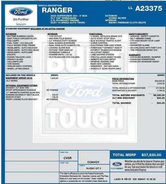 2020 Ford Ranger XLT