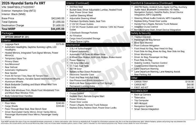New 2026 Hyundai Santa Fe XRT For Sale in Olive Branch, MS