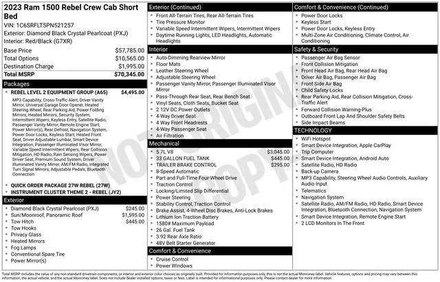2023 Ram 1500 Rebel Crew Cab 4x4 5'7" Box