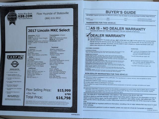 2017 Lincoln MKC Select