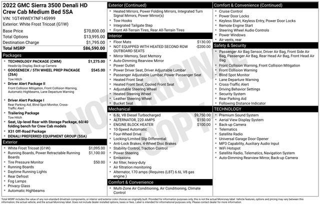 2022 GMC Sierra 3500HD 4WD Crew Cab Standard Bed Denali
