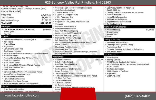 2021 Jeep Wrangler Willys Sport 4x4