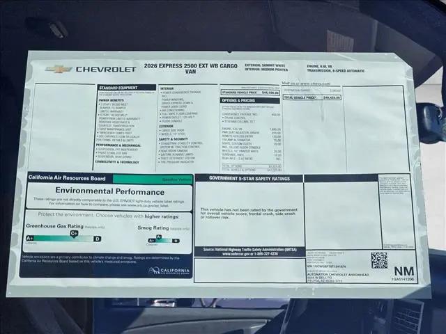 2026 Chevrolet Express Cargo Van 2500 Extended Wheelbase, WT, RWD