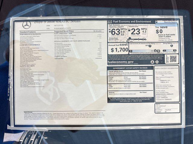 2026 Mercedes-Benz S 580e 4MATIC
