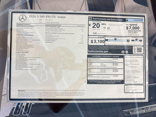 2026 Mercedes-Benz S 580 4MATIC