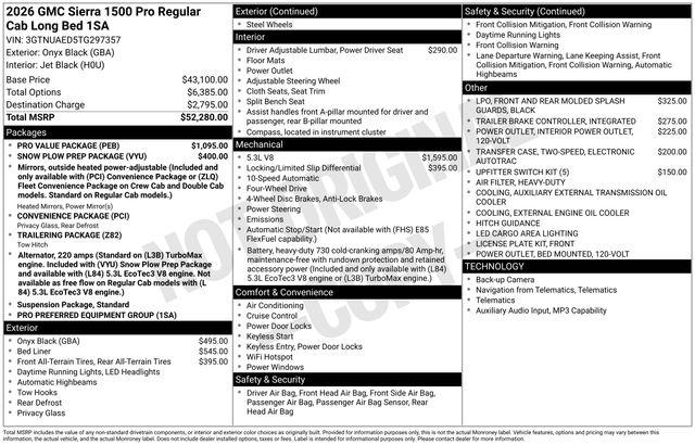2026 GMC Sierra 1500 Regular Cab, Long Bed, Pro, 4WD