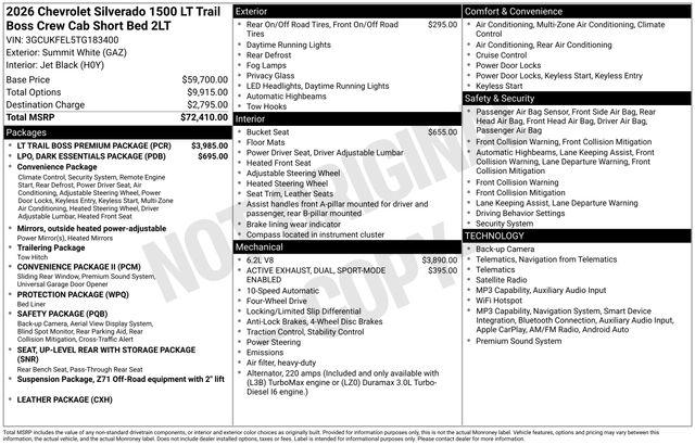 2026 Chevrolet Silverado 1500 4WD Crew Cab Short Bed LT Trail Boss