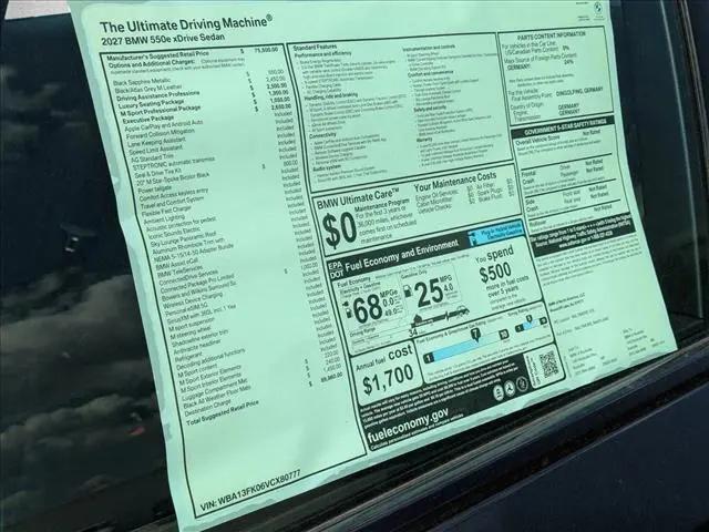 2027 BMW 5 Series 550e xDrive