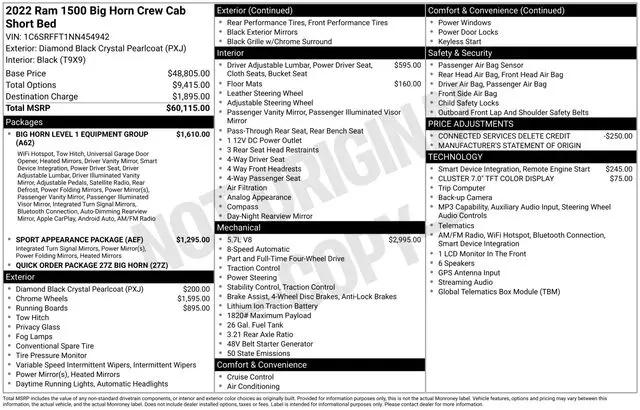 2022 Ram 1500 Big Horn Crew Cab 4x4 5'7" Box