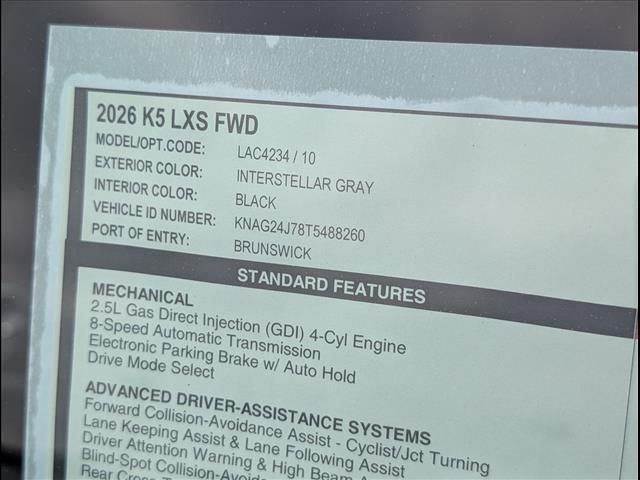 2026 Kia K5 LXS FWD