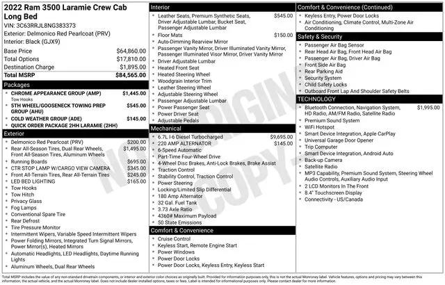 2022 Ram 3500 Laramie Crew Cab 4x4 8' Box