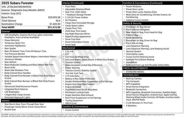 2025 Subaru Forester Base