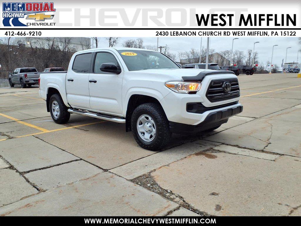 Super White 2019 Toyota Tacoma SR V6 Double Cab 4WD Pickup Truck Four-Wheel Drive Manual