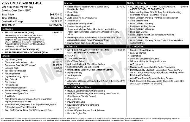 2022 GMC Yukon 4WD SLT