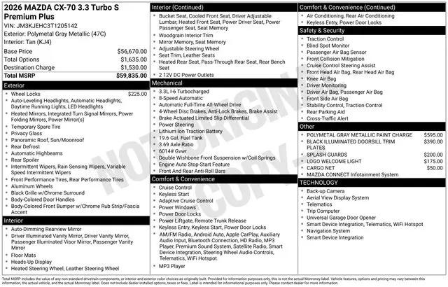2026 Mazda CX-70 3.3 Turbo S Premium Plus