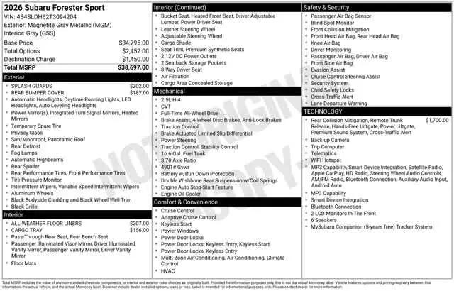 2026 Subaru Forester Sport