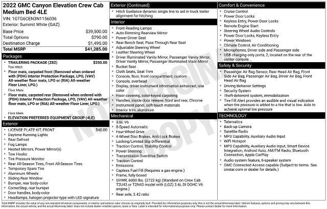 2022 GMC Canyon 4WD Crew Cab Short Box Elevation