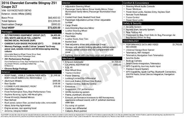 2016 Chevrolet Corvette Stingray Z51