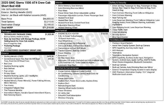 2025 GMC Sierra 1500 4WD Crew Cab Short Box AT4
