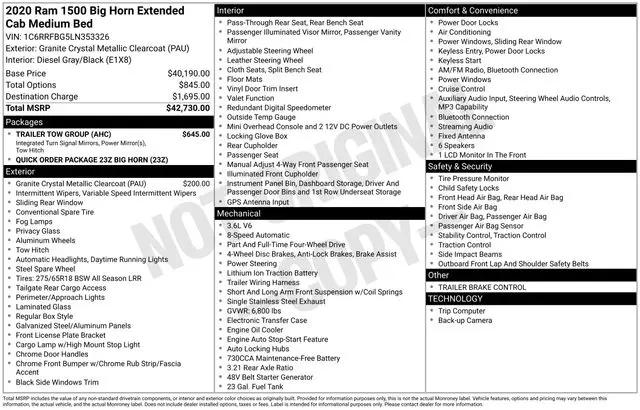 2020 Ram 1500 Big Horn Quad Cab 4x4 6'4" Box