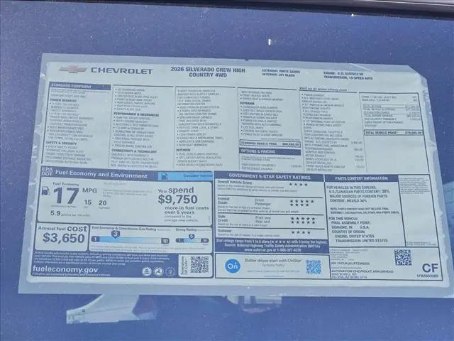 2026 Chevrolet Silverado 1500 4WD Crew Cab Short Bed High Country