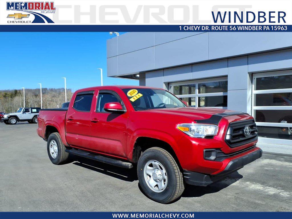 Barcelona Red Metallic 2020 Toyota Tacoma SR V6 Double Cab 4WD Pickup Truck Four-Wheel Drive Manual