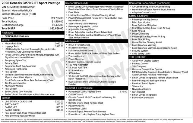 2026 Genesis GV70 2.5T Sport Prestige