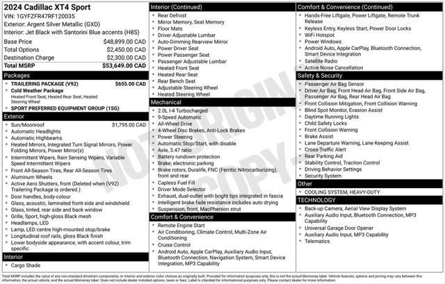 2024 Cadillac XT4 Sport