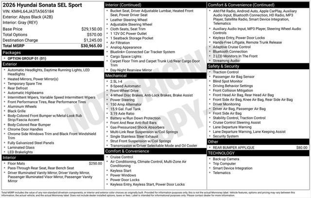 2026 Hyundai Sonata SEL Sport