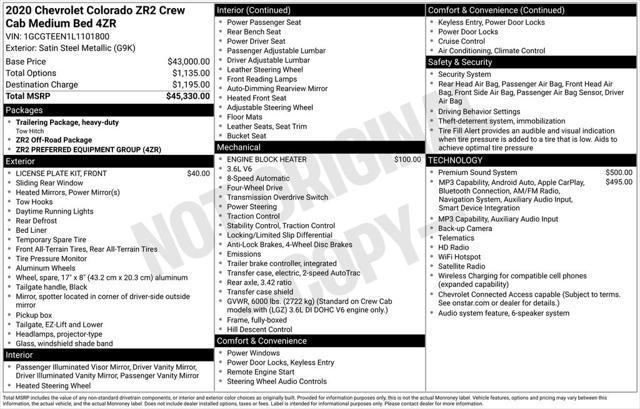 2020 Chevrolet Colorado 4WD Crew Cab Short Box ZR2
