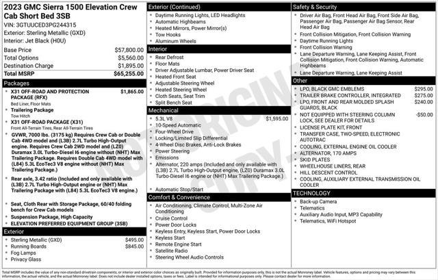 2023 GMC Sierra 1500 4WD Crew Cab Short Box Elevation with 3SB