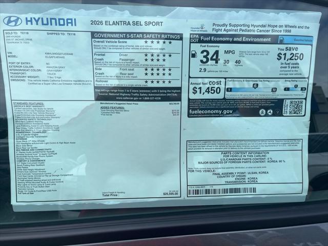 2026 Hyundai Elantra SEL Sport