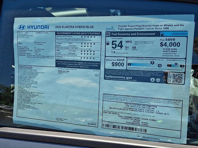 2026 Hyundai Elantra Hybrid Blue