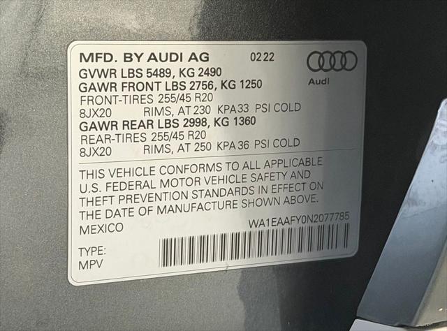 2022 Audi Q5 Premium Plus 45 TFSI S line quattro S tronic