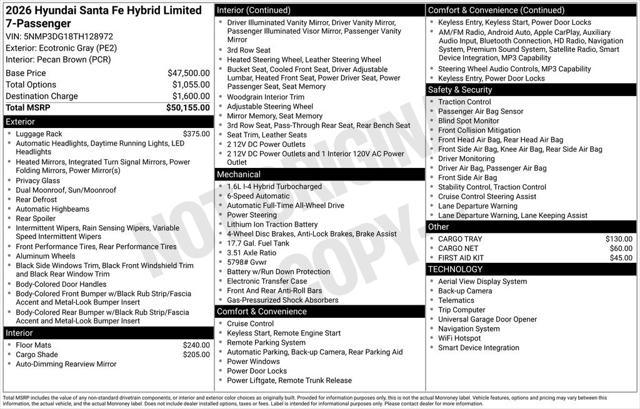 2026 Hyundai Santa Fe Hybrid Limited 7 Passenger